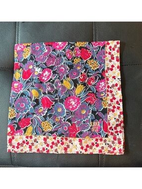 Anna Sui 100% Cotton Floral Scarf Neckerchief Handkerchief 20" Square VGUC
